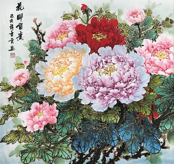 風水畫牡丹畫張吉雲花開富貴/ 花開富貴牡丹花掛畫風水畫專賣/ 四季家飾藝廊